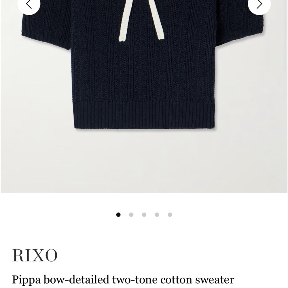 RIXO Navy Short-Sleeve Sailor Collar Sweater with White Trim - Picture 2 of 2